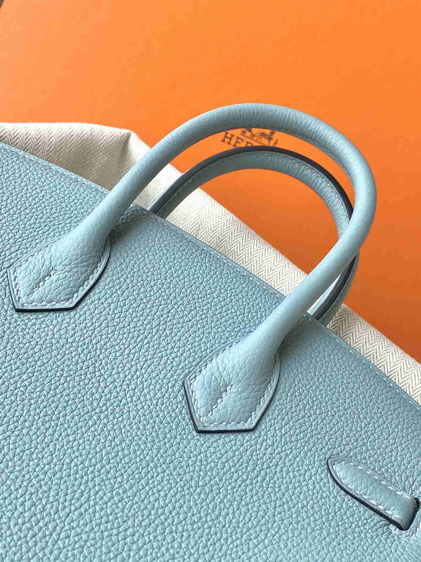 HERMES Birkin 25 Azure Blue Togo Gold-tone Hardware