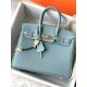 HERMES Birkin 25 Azure Blue Togo Gold-tone Hardware