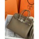 HERMES Birkin 25 Etoupe Togo Silver-tone Hardware