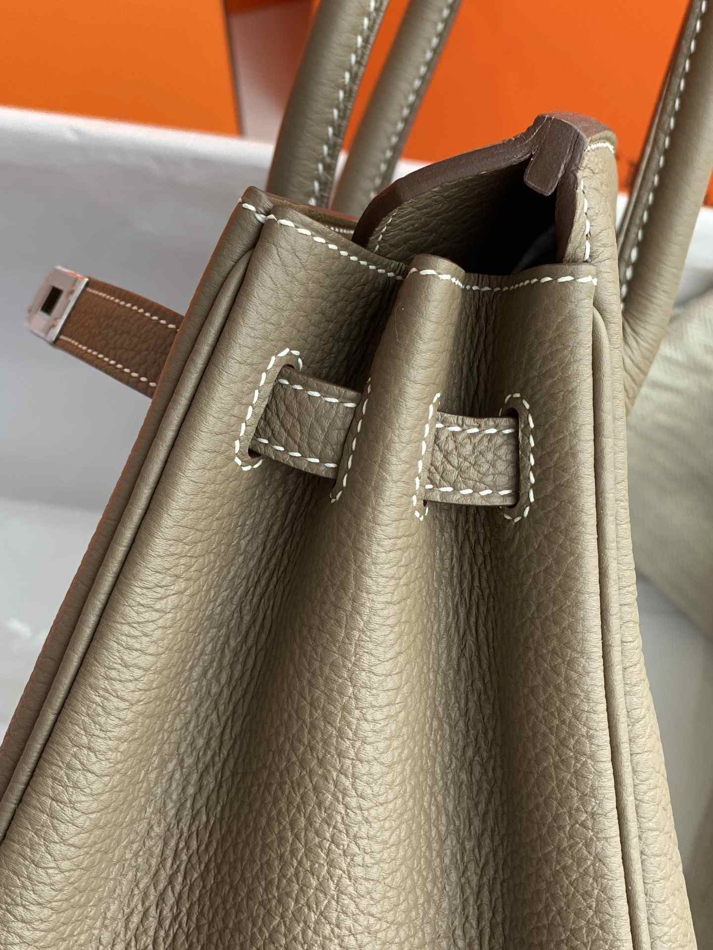 HERMES Birkin 25 Etoupe Togo Silver-tone Hardware