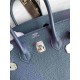 HERMES Birkin 25 Blue Nuit Togo Silver-tone Hardware