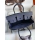 HERMES Birkin 25 Blue Nuit Togo Silver-tone Hardware