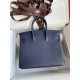 HERMES Birkin 25 Blue Nuit Togo Silver-tone Hardware