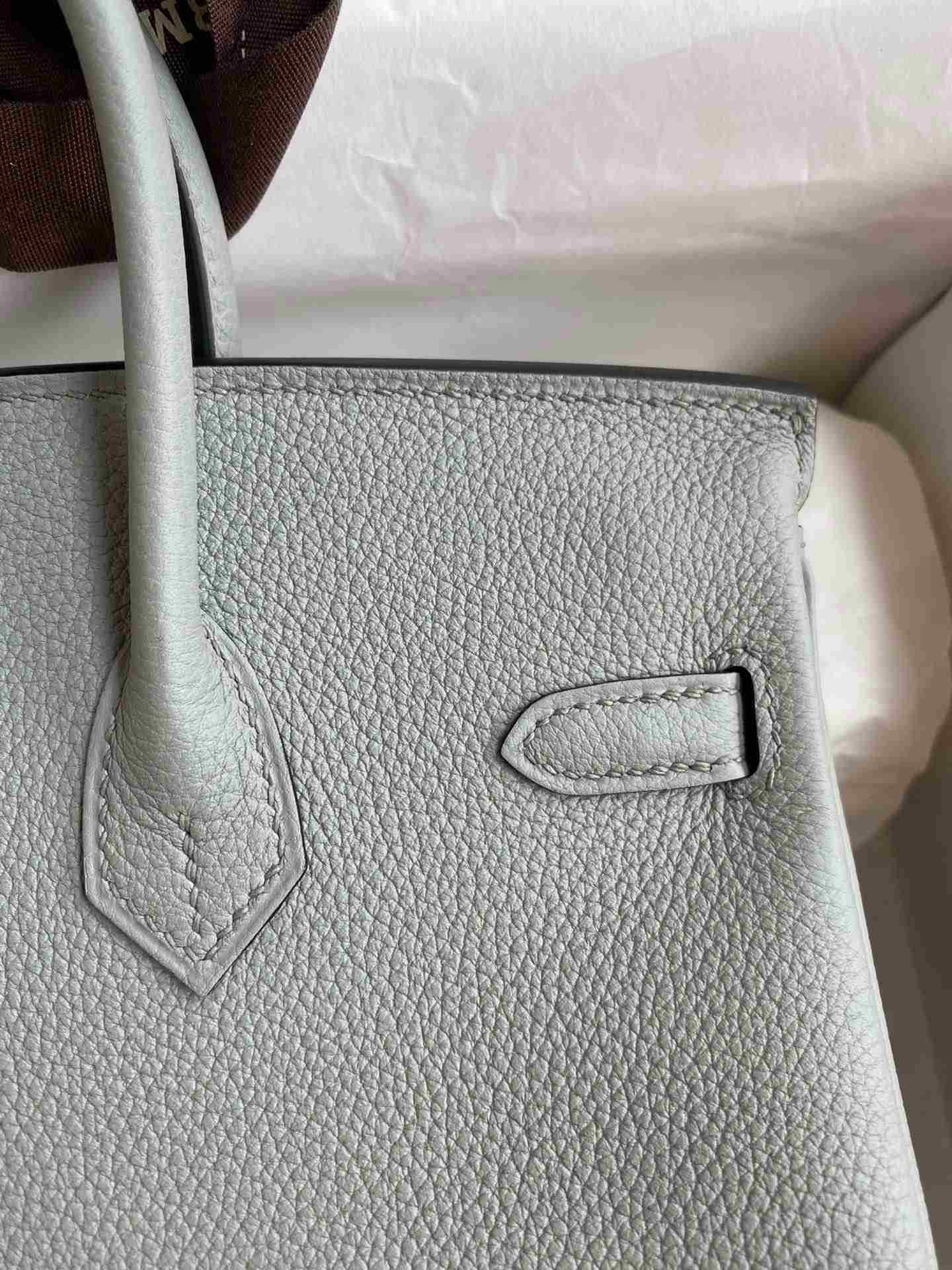 HERMES Birkin 25 Gris Mouette Togo Silver-tone Hardware