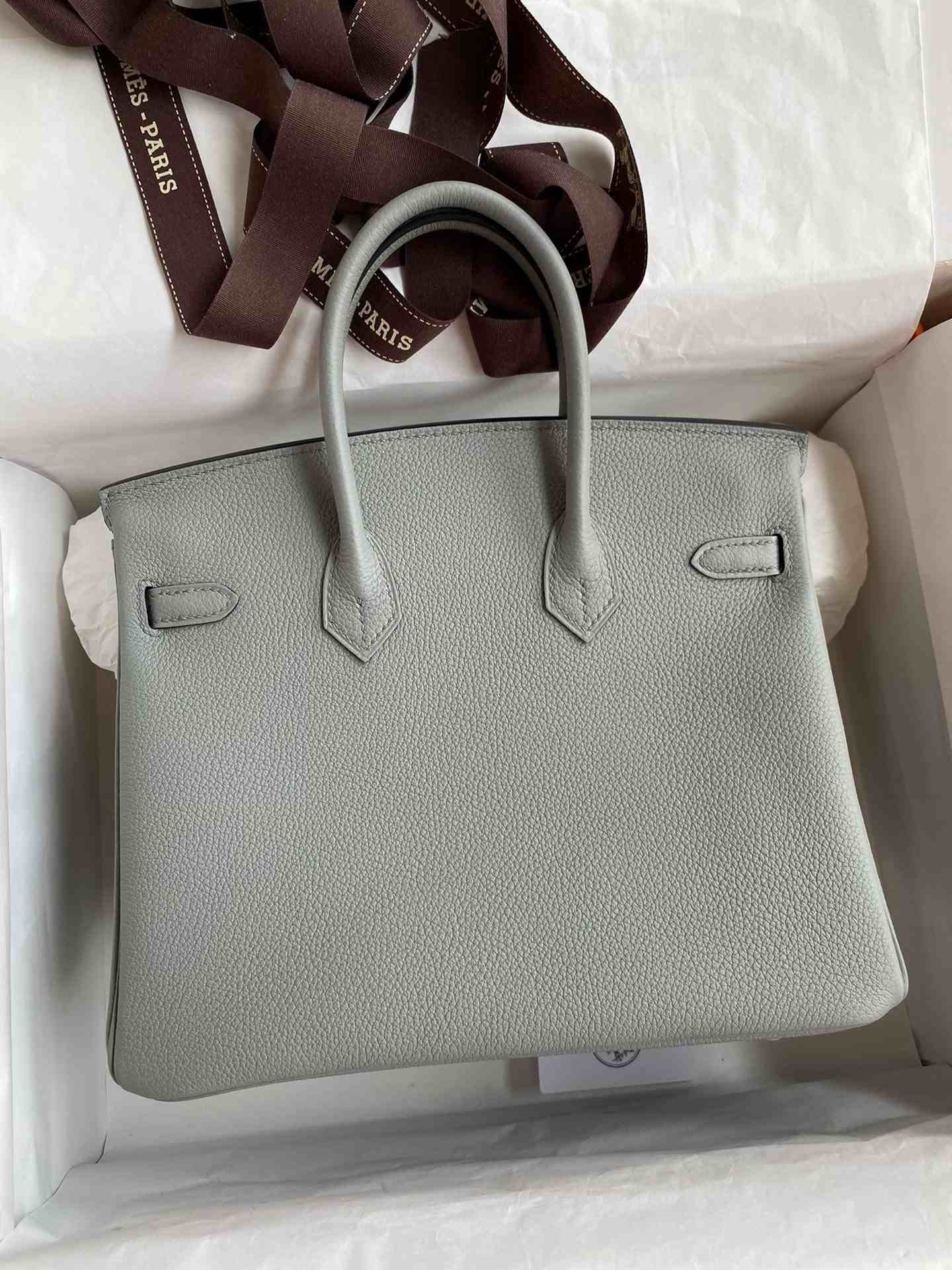 HERMES Birkin 25 Gris Mouette Togo Silver-tone Hardware