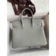 HERMES Birkin 25 Gris Mouette Togo Silver-tone Hardware