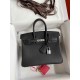 HERMES Birkin 25 Noir Togo Silver-tone Hardware