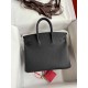 HERMES Birkin 25 Noir Togo Silver-tone Hardware