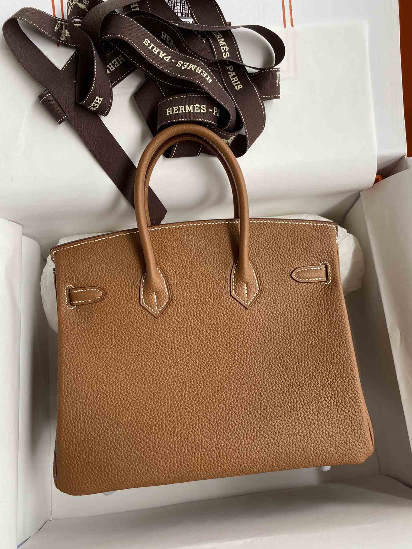 HERMES Birkin 25 Gold Togo Silver-tone Hardware