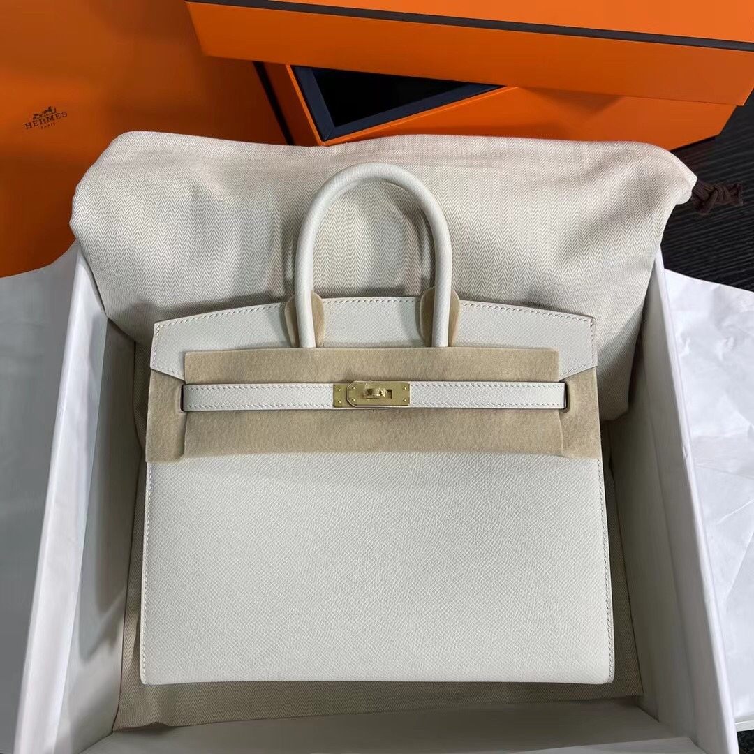 HERMES Birkin 25 Craie Epsom Gold-tone Hardware