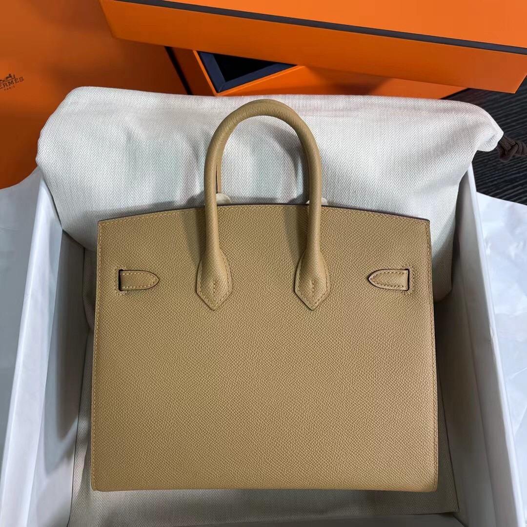 HERMES Birkin 25 Biscuit Epsom Gold-tone Hardware