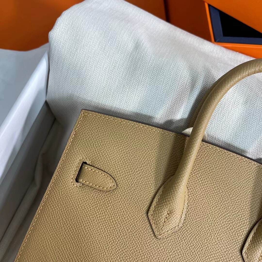 HERMES Birkin 25 Biscuit Epsom Gold-tone Hardware