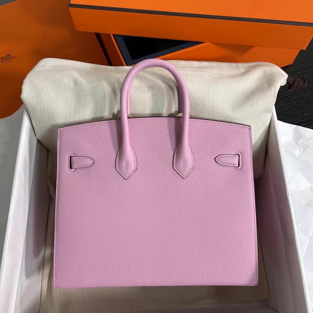 HERMES Birkin 25 Mauve Sylvestre Epsom Gold-tone Hardware