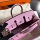 HERMES Birkin 25 Mauve Sylvestre Epsom Gold-tone Hardware