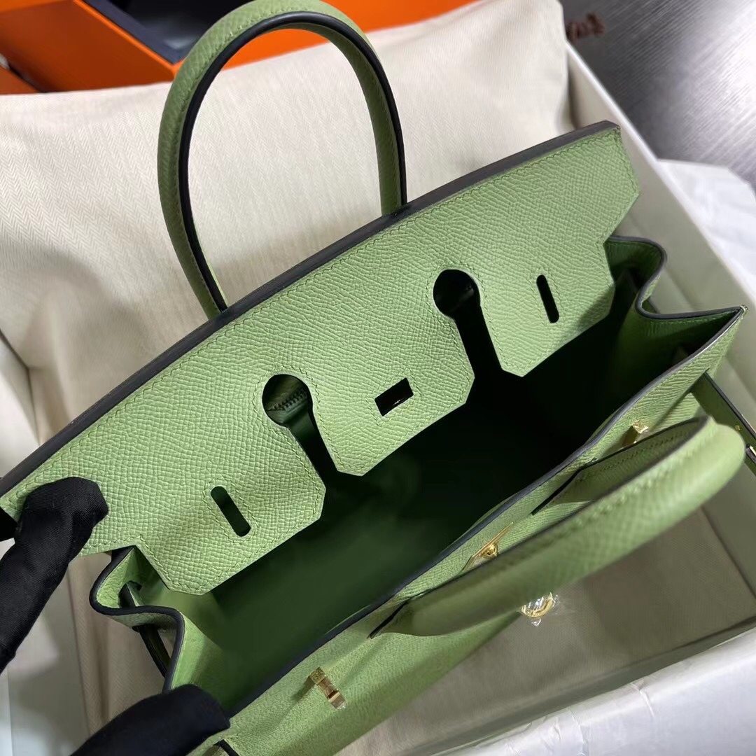 HERMES Birkin 25 Vert Criquet Epsom Gold-tone Hardware