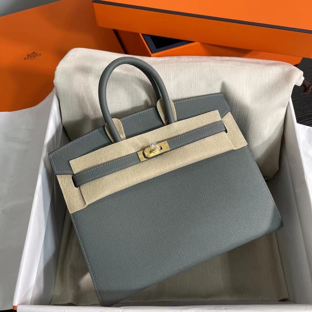 HERMES Birkin 25 Vert amande Epsom Gold-tone Hardware