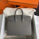 HERMES Birkin 25 Etain Epsom Gold-tone Hardware