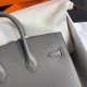 HERMES Birkin 25 Etain Epsom Gold-tone Hardware