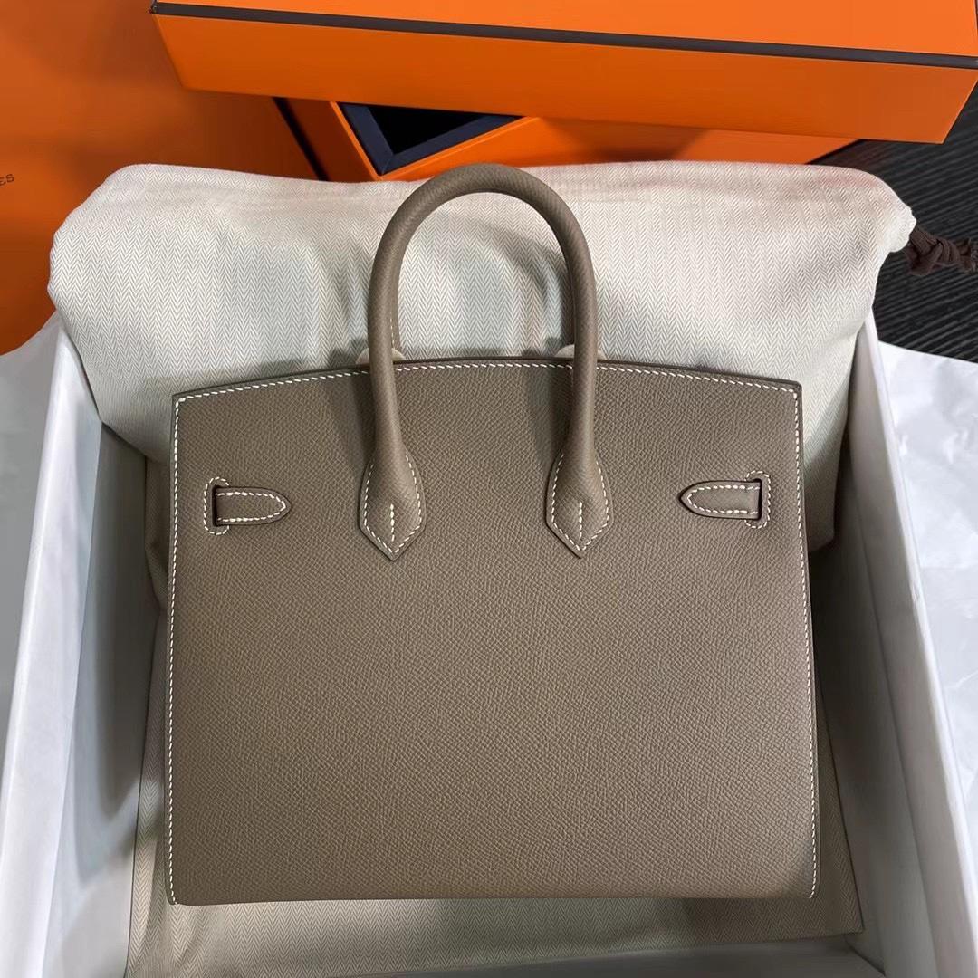 HERMES Birkin 25 Etoupe Epsom Gold-tone Hardware