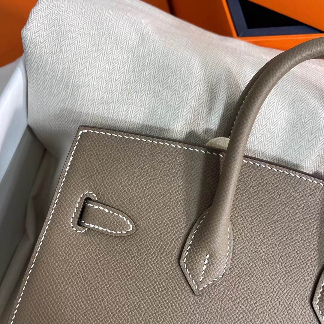 HERMES Birkin 25 Etoupe Epsom Gold-tone Hardware