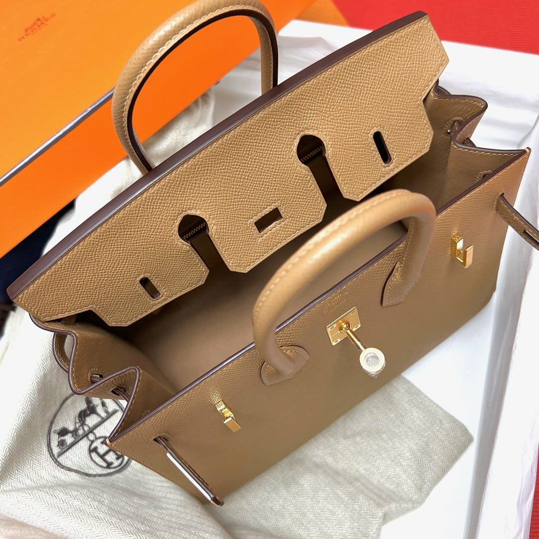 HERMES Birkin 25 Chai Epsom Gold-tone Hardware