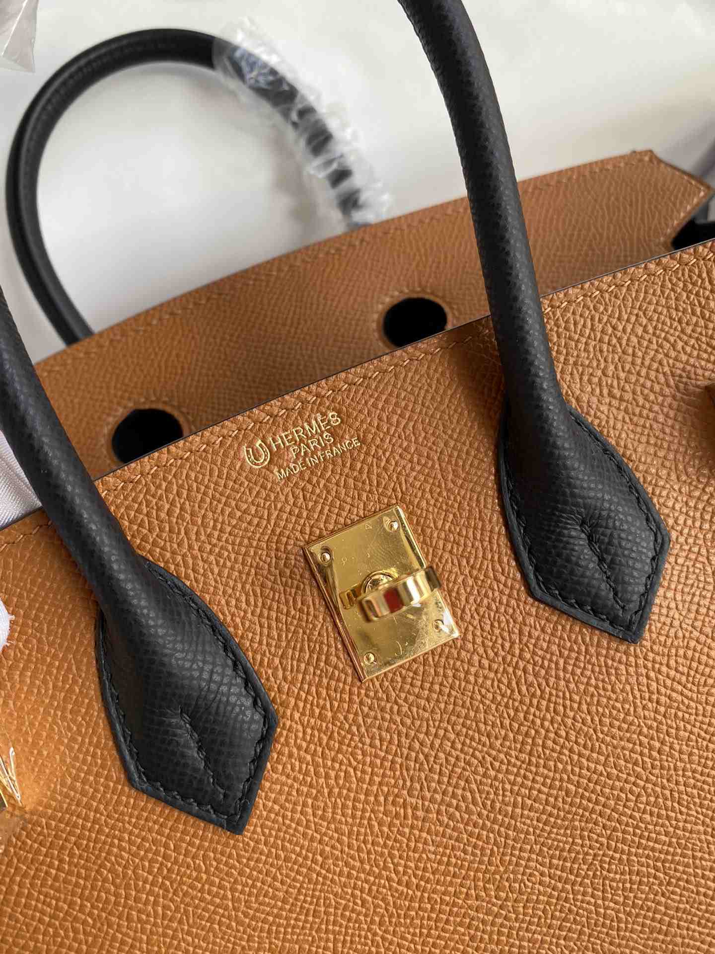 HERMES Birkin 25 Gold&Nior Epsom Gold-tone Hardware