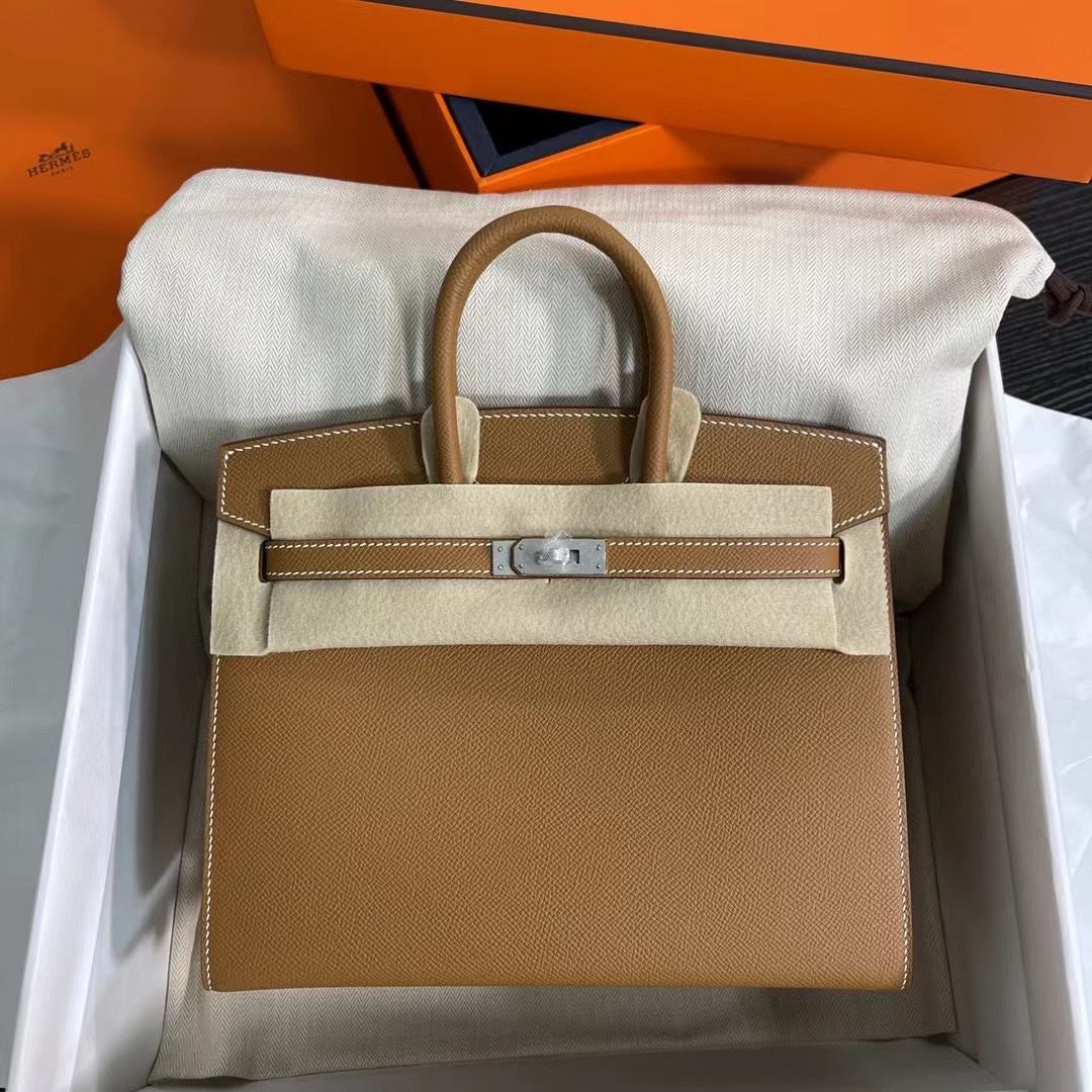 HERMES Birkin 25 Gold Epsom Silver-tone Hardware