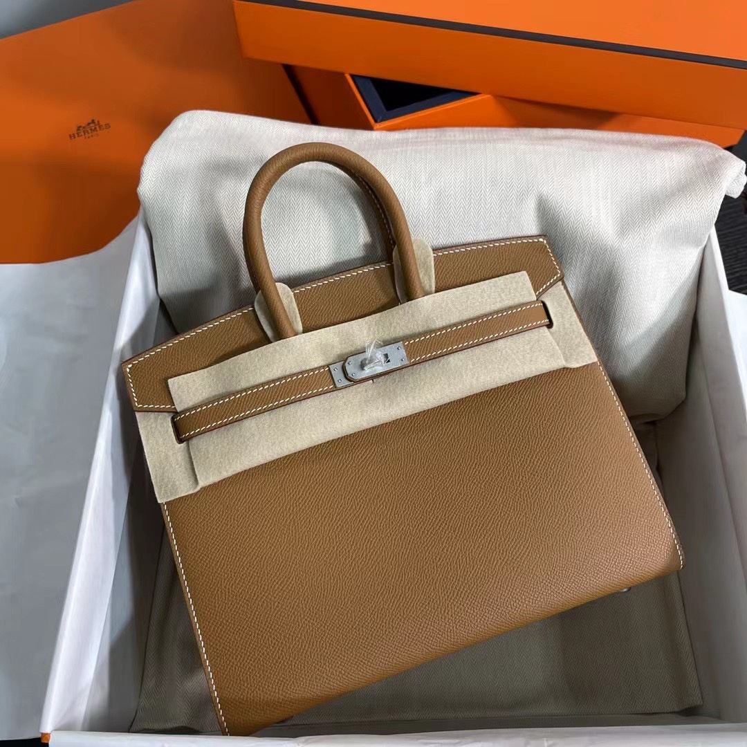 HERMES Birkin 25 Gold Epsom Silver-tone Hardware