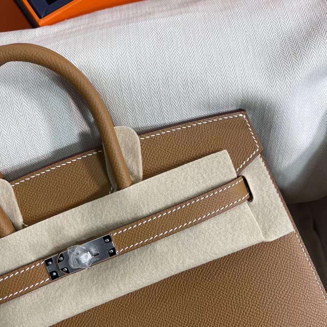 HERMES Birkin 25 Gold Epsom Silver-tone Hardware