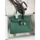 HERMES Birkin 25 Malachite Epsom Silver-tone Hardware