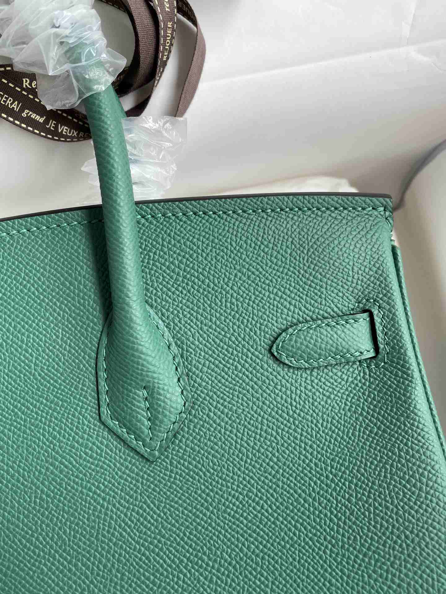 HERMES Birkin 25 Malachite Epsom Silver-tone Hardware