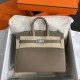 HERMES Birkin 25 Etoupe Epsom Silver-tone Hardware