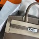 HERMES Birkin 25 Etoupe Epsom Silver-tone Hardware