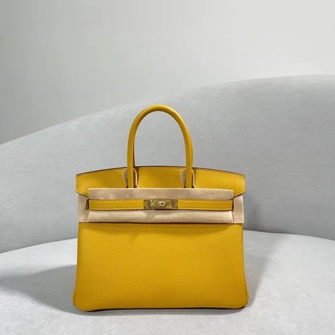 HERMES Birkin 30 Jaune Ambre Togo Gold-tone Hardware