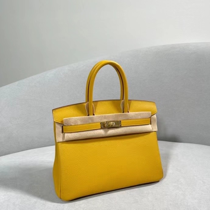 HERMES Birkin 30 Jaune Ambre Togo Gold-tone Hardware