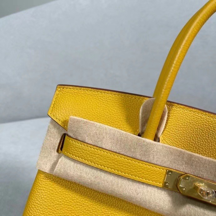 HERMES Birkin 30 Jaune Ambre Togo Gold-tone Hardware