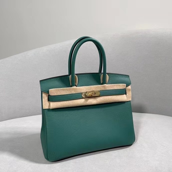 HERMES Birkin 30 Malachite Togo Gold-tone Hardware