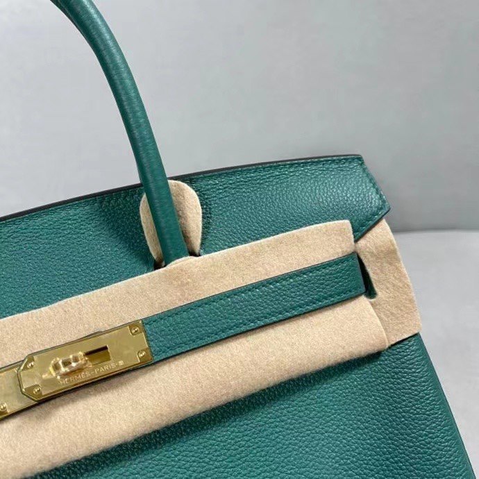 HERMES Birkin 30 Malachite Togo Gold-tone Hardware