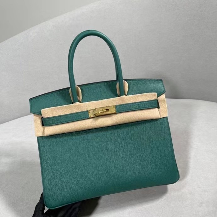 HERMES Birkin 30 Malachite Togo Gold-tone Hardware