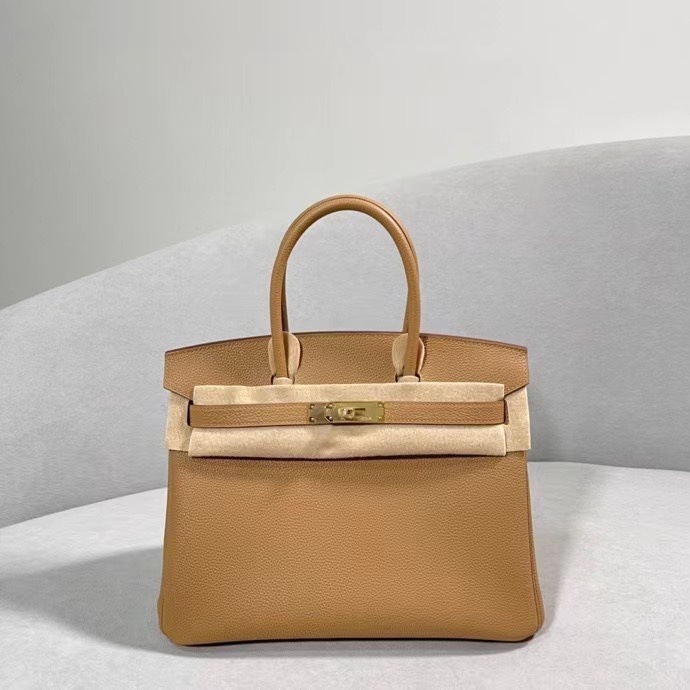 HERMES Birkin 30 Biscuit Togo Gold-tone Hardware