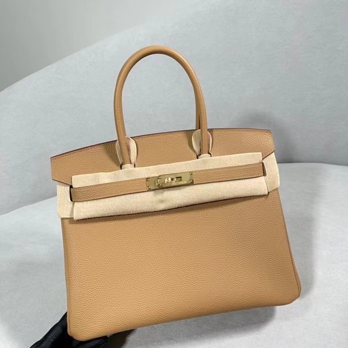 HERMES Birkin 30 Biscuit Togo Gold-tone Hardware