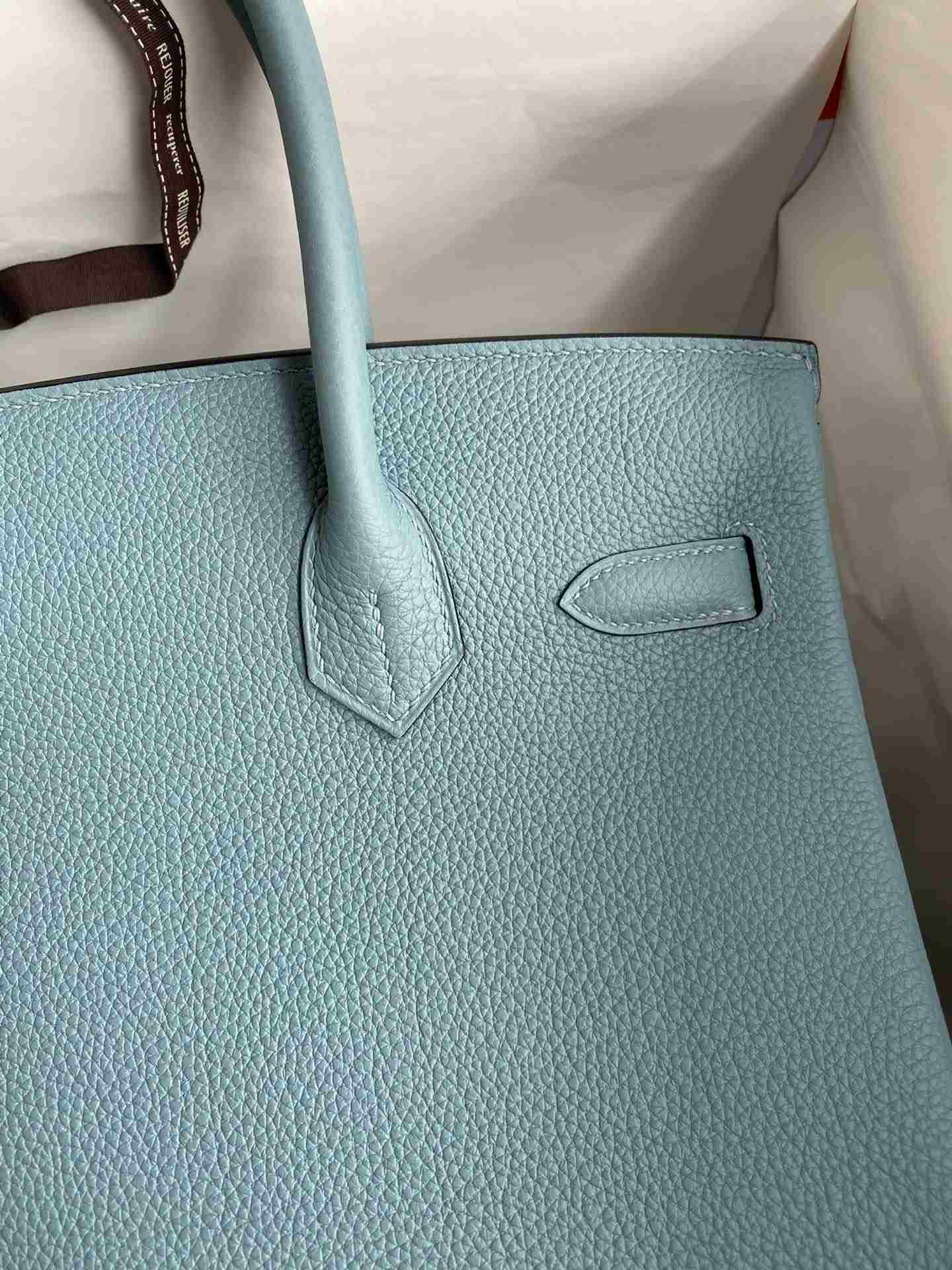 HERMES Birkin 30 Azure Blue Togo Gold-tone Hardware