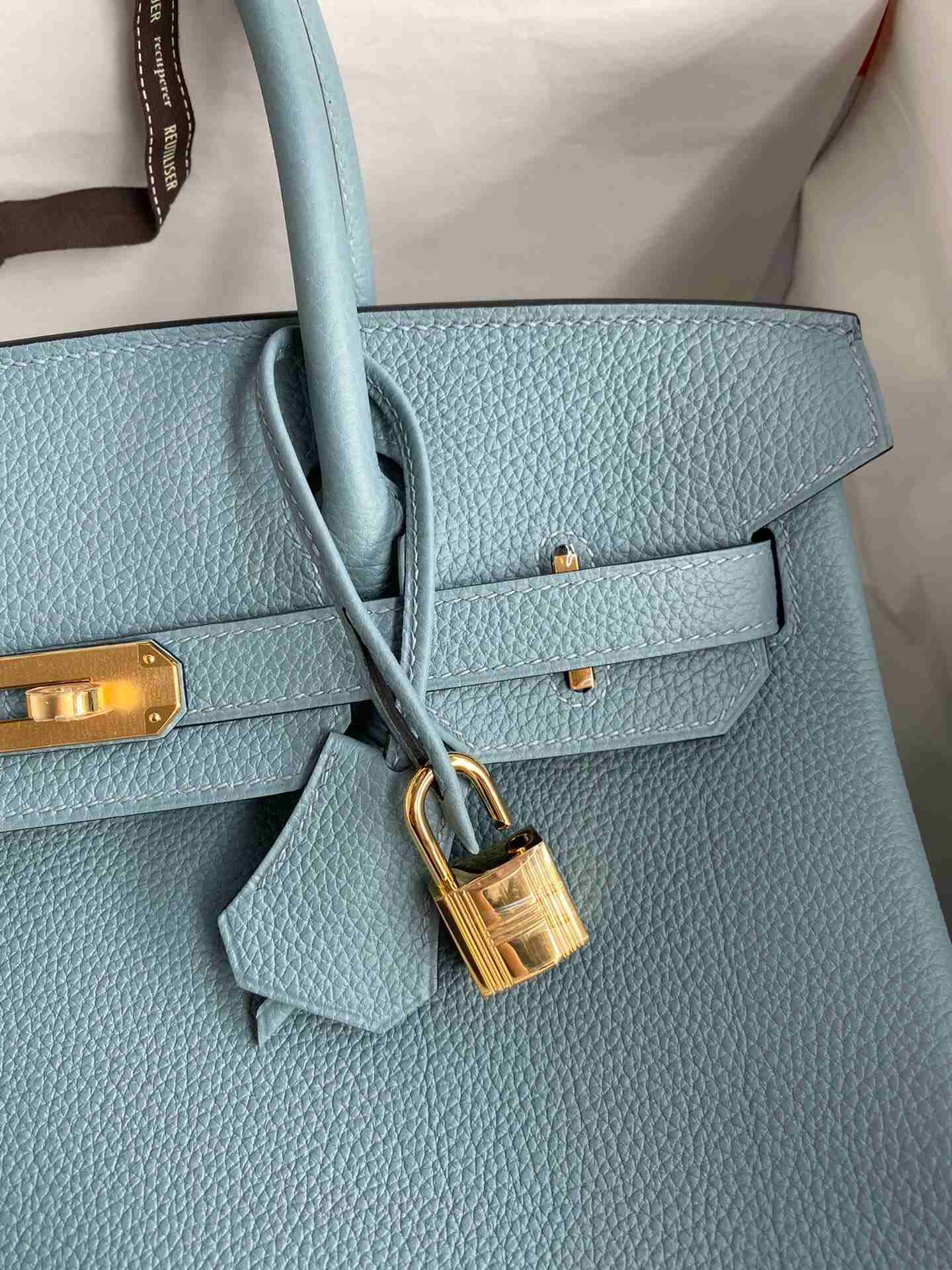 HERMES Birkin 30 Azure Blue Togo Gold-tone Hardware