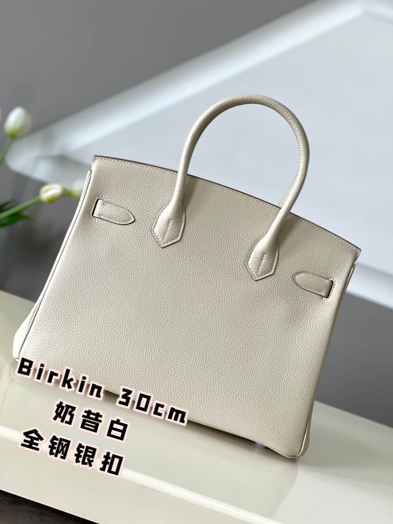 HERMES Birkin 30 Craie Togo Silver-tone Hardware