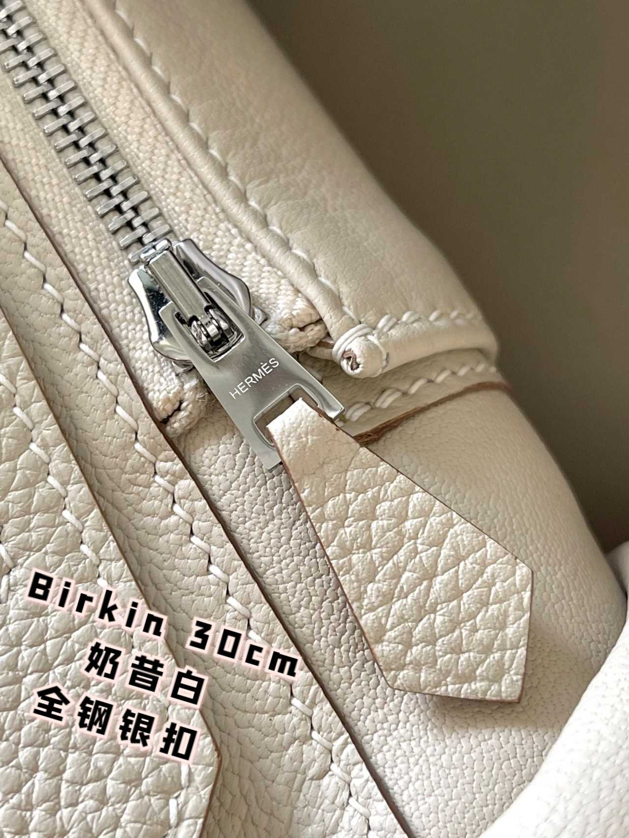 HERMES Birkin 30 Craie Togo Silver-tone Hardware