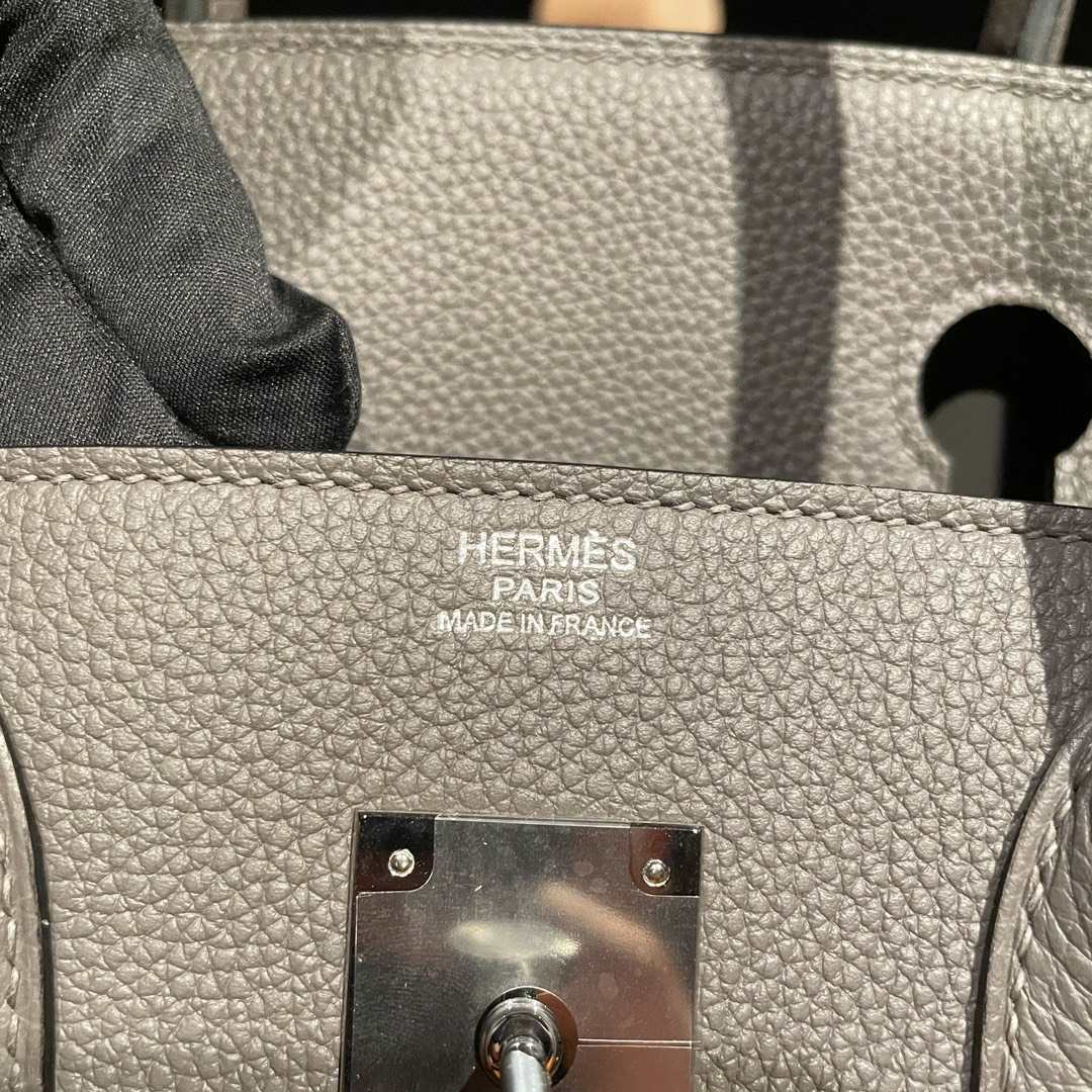 HERMES Birkin 30 Etain Togo Silver-tone Hardware