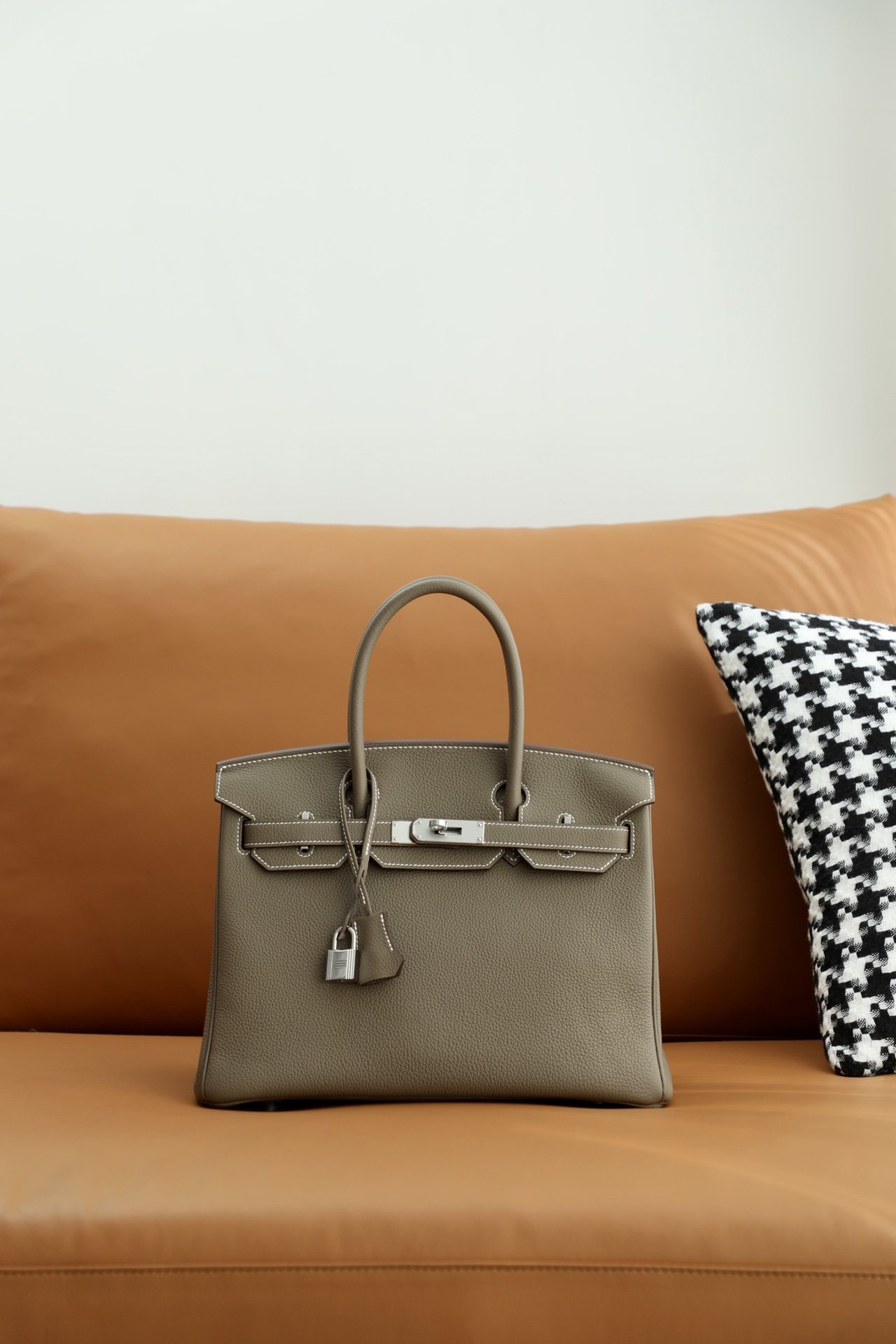 HERMES Birkin 30 Etoupe Togo Silver-tone Hardware