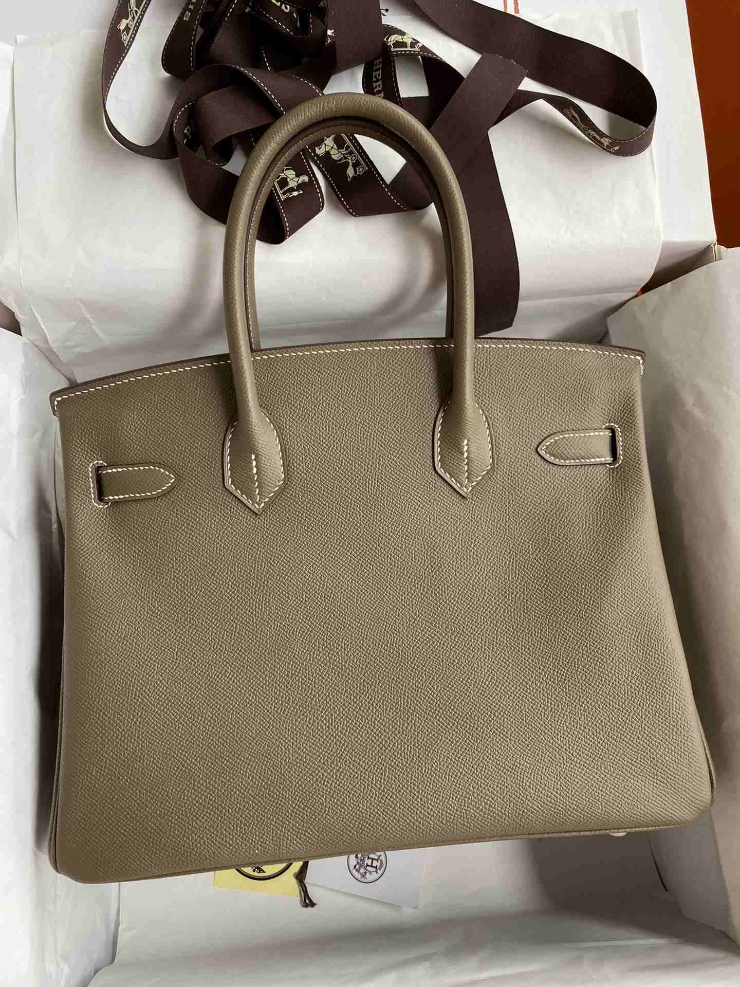 HERMES Birkin 30 Etoupe Epsom Gold-tone Hardware