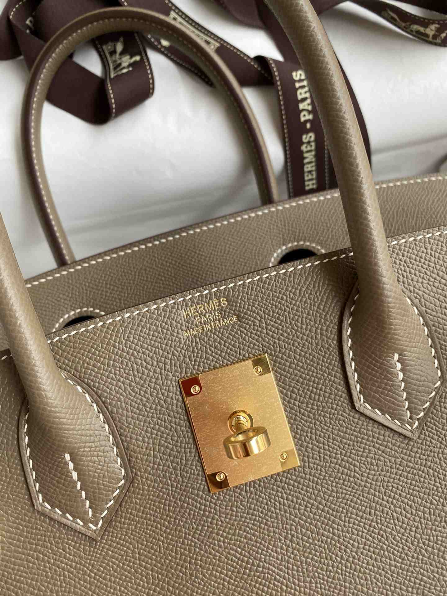 HERMES Birkin 30 Etoupe Epsom Gold-tone Hardware