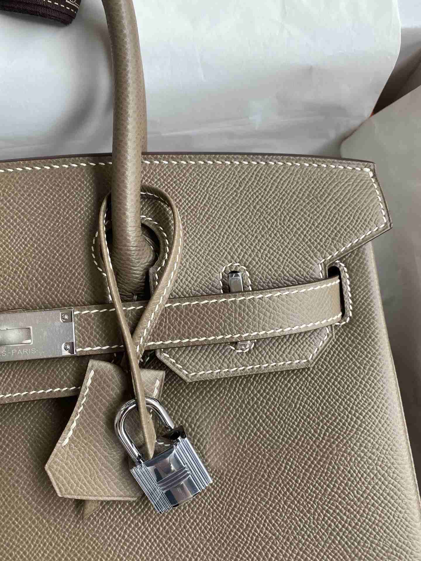 HERMES Birkin 30 Etoupe Epsom Silver-tone Hardware